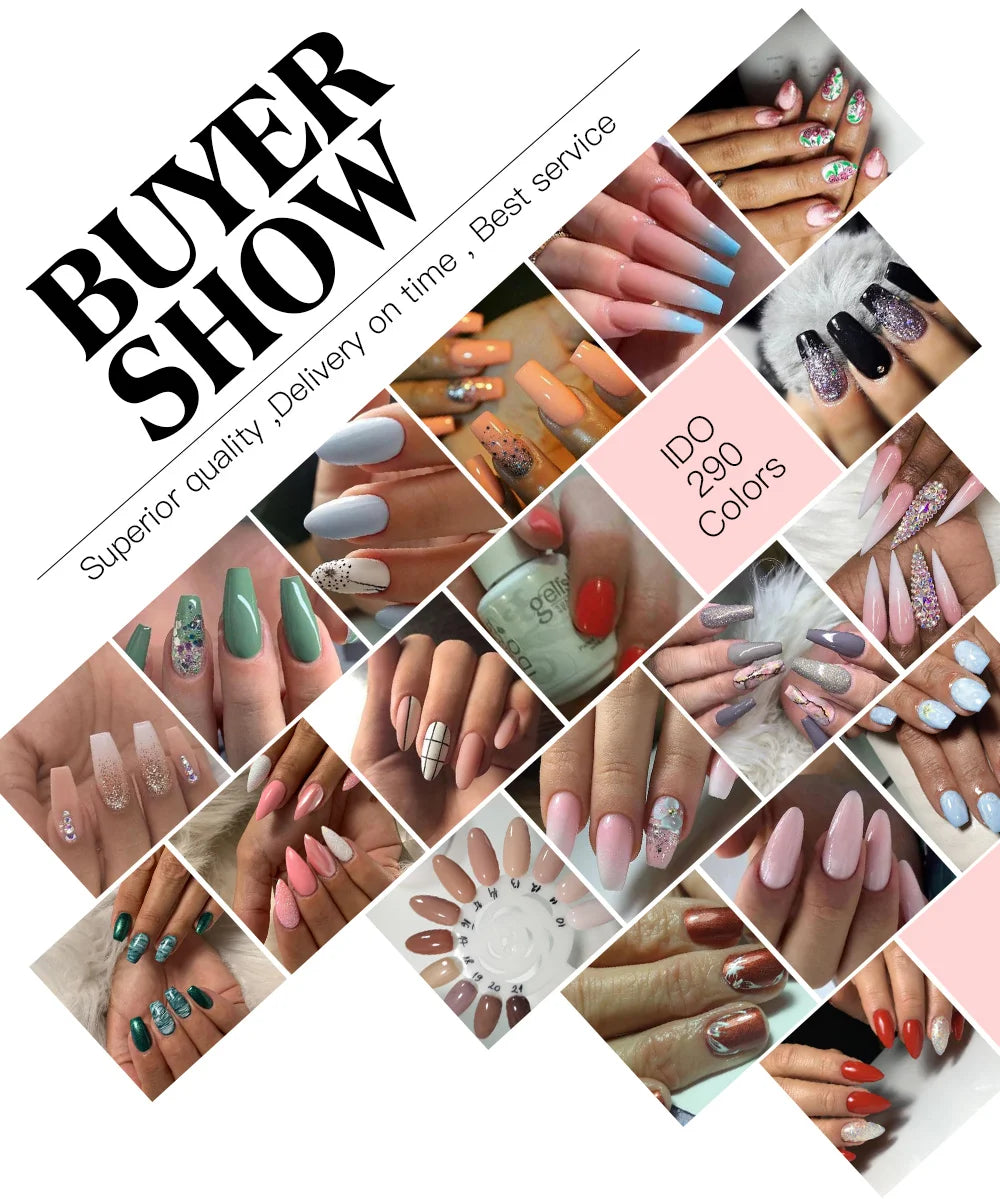 IDO 12 PCS/LOT Gel Nail Polish Semi Permanent Gellack Nail Art Salon 290 Colors Glitter 15ML UV LED Gel Polish Varnish гель лак