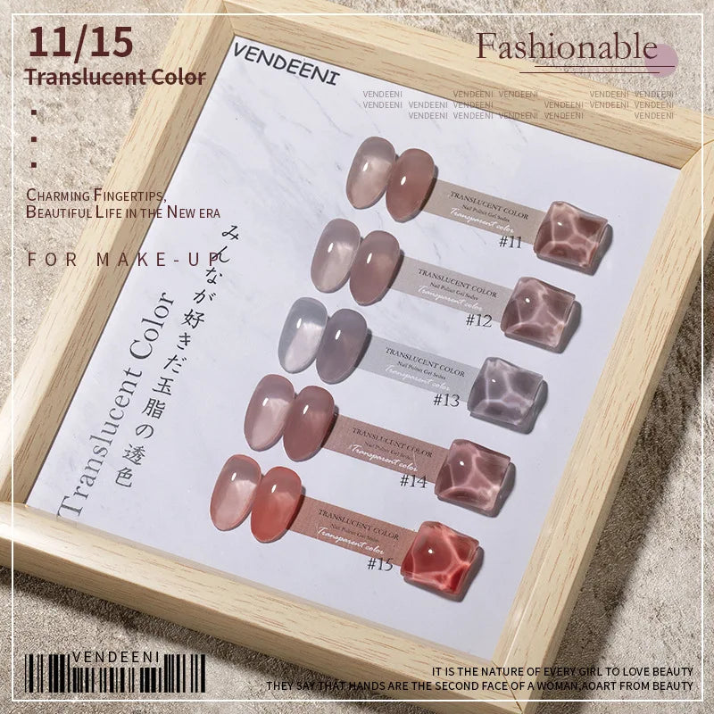 Vendeeni Nude Jelly UV Gel Nail Polish 40 Colors Translucent Semi Permanent Nail Art Lacquer Gel Pink Skin Tone Gel Varnish 15ml