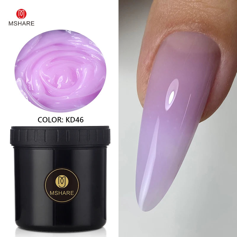 MSHARE 250g Natural Nude Translucent Hard Builder Jelly Gel Not Flow Nail Extension Stretching Construction Repair Broken