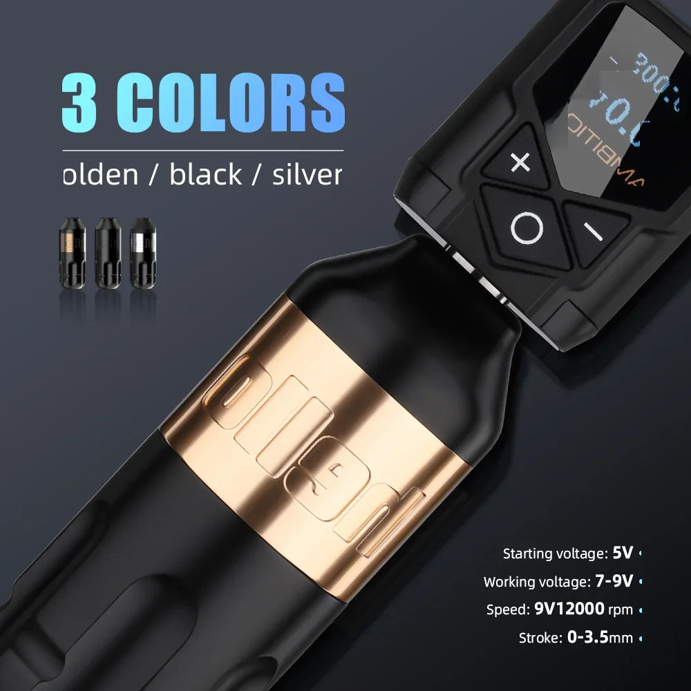 Ambition Tattoo Machine Rotary Pen Kit 2400mAh Wireless Kuark Power Supply Permanent Makeup Eyebrow Lip Tattoo Beginner Artister