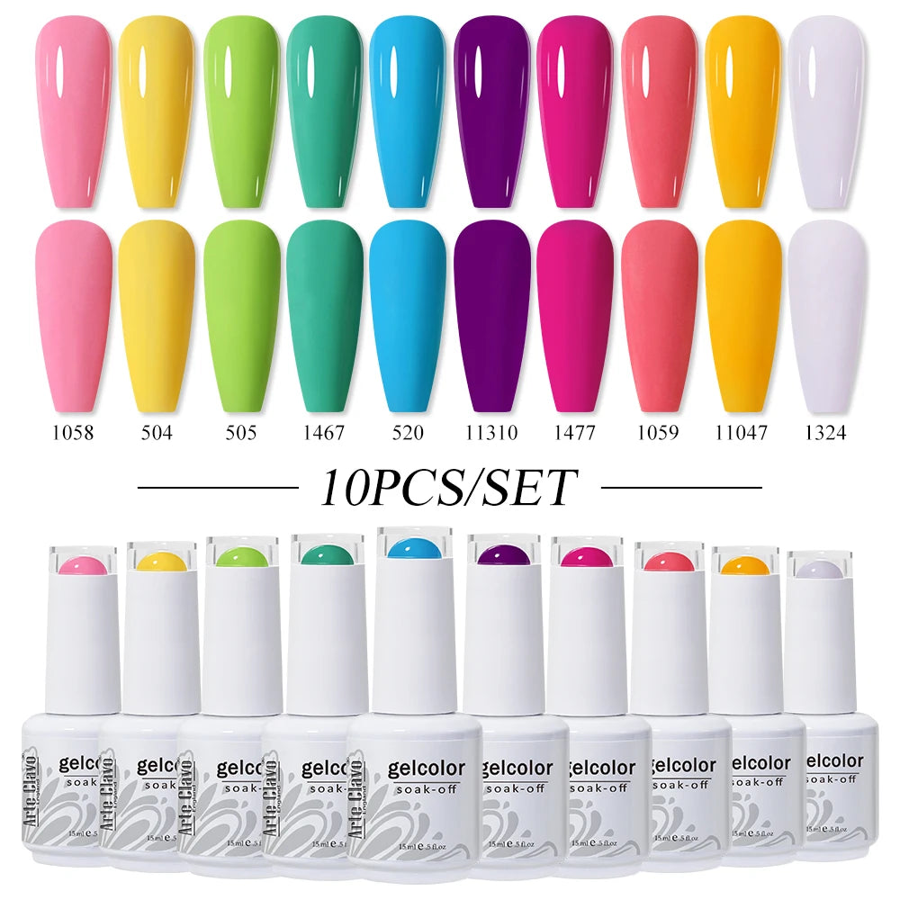 Arte Clavo 10/12/20pcs Gel Nail Polish Set 116 Colors Manicure Semi Permanent Soak Off UV  LED Design Nail Art Gel Varnish Kit