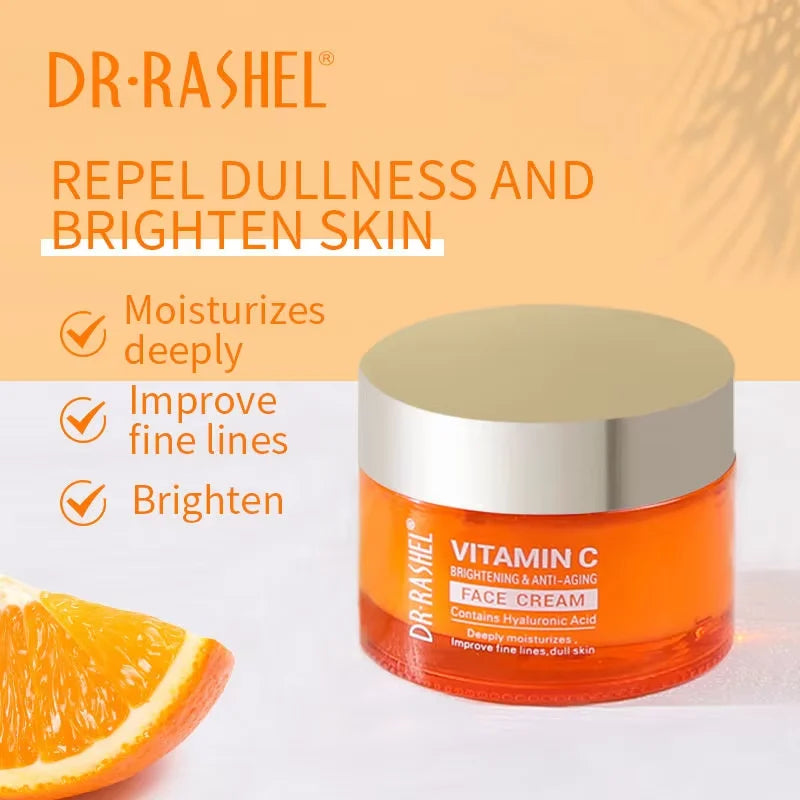 DR.RASHEL vitamin C  Facial Cleanser And Toner Essence Face Cream 4-Piece Facial Skincare Set