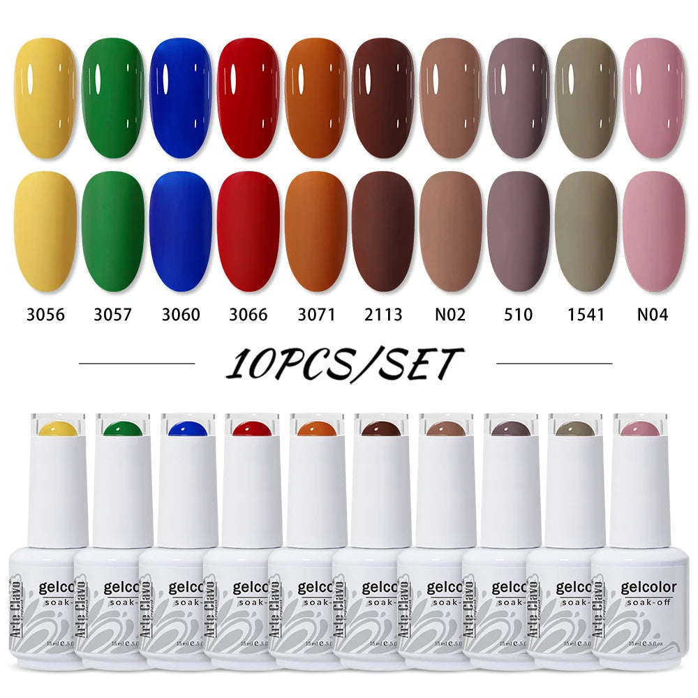 Arte Clavo 10/12/20pcs Gel Nail Polish Set 116 Colors Manicure Semi Permanent Soak Off UV  LED Design Nail Art Gel Varnish Kit