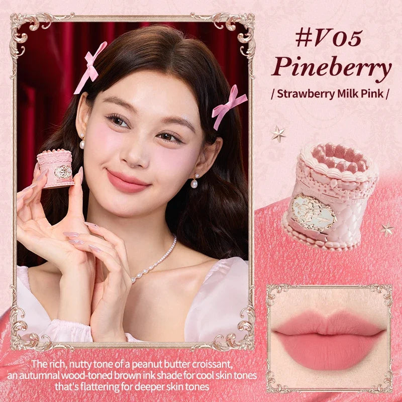 Flower Knows Strawberry Cupid Collection Cake Lip Cream 5ml Velvet Lip Tint - High Pigment Color Longwear Matte Lipstick