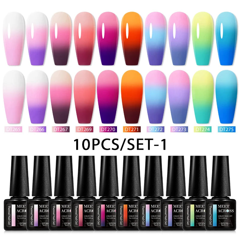 10-12Pcs/set Thermal Gel Nail Polish Set 3 Layers Color Change Nails Semi Permanent Gel Nail Polish For Manicure nail supplies