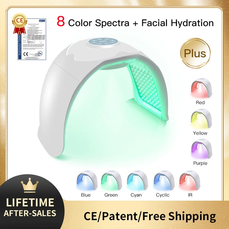 Facial Photon Led  8 Colors Face Mask Red Lights Infrared Therapy PDT Face Lifting Anti Wrinkle Machine Anti Acne Personal Care