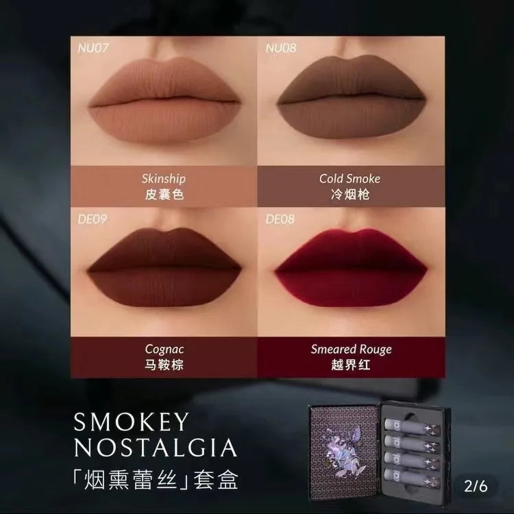 Kaleidos Lip Cream Set Matte Lipstick 4pcs Makeup Set Velvet Lip Mud Non Staying Cup Lip Glaze Lipgloss