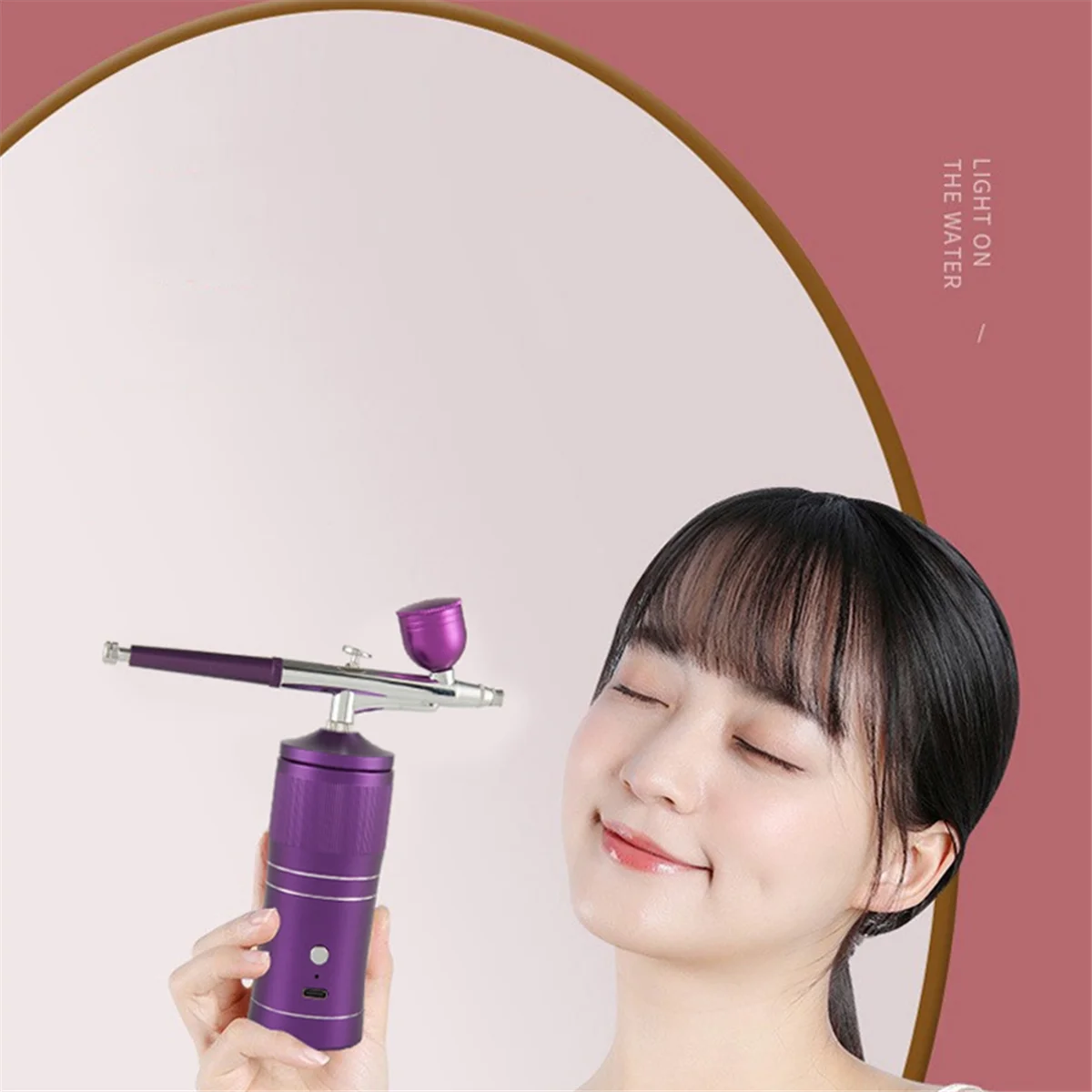 ABQR Airbrush Kit Rechargeable Cordless Airbrush Compressor Portable+0.3mm Nozzle Cleaning Brush Set for Makeup Nail Art B