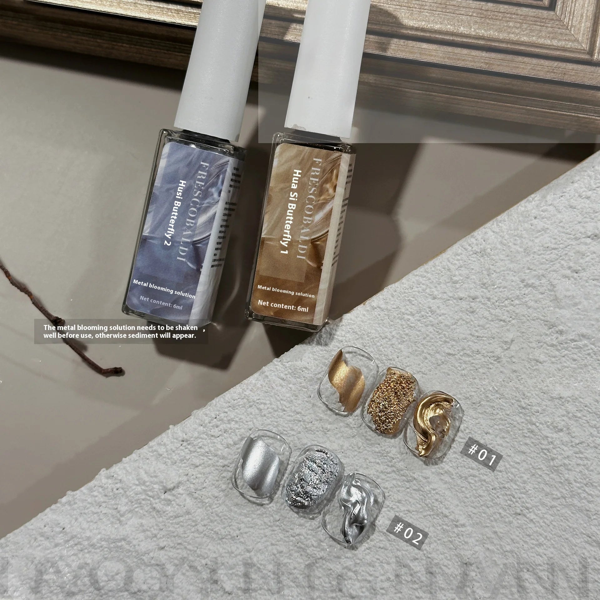 Metallic Blooming Gel Nail Polish Watercolor Ink Nail Painting Gel Lacquer Gold Silver Powder Blossom Nail Art Gel Varnish Glue