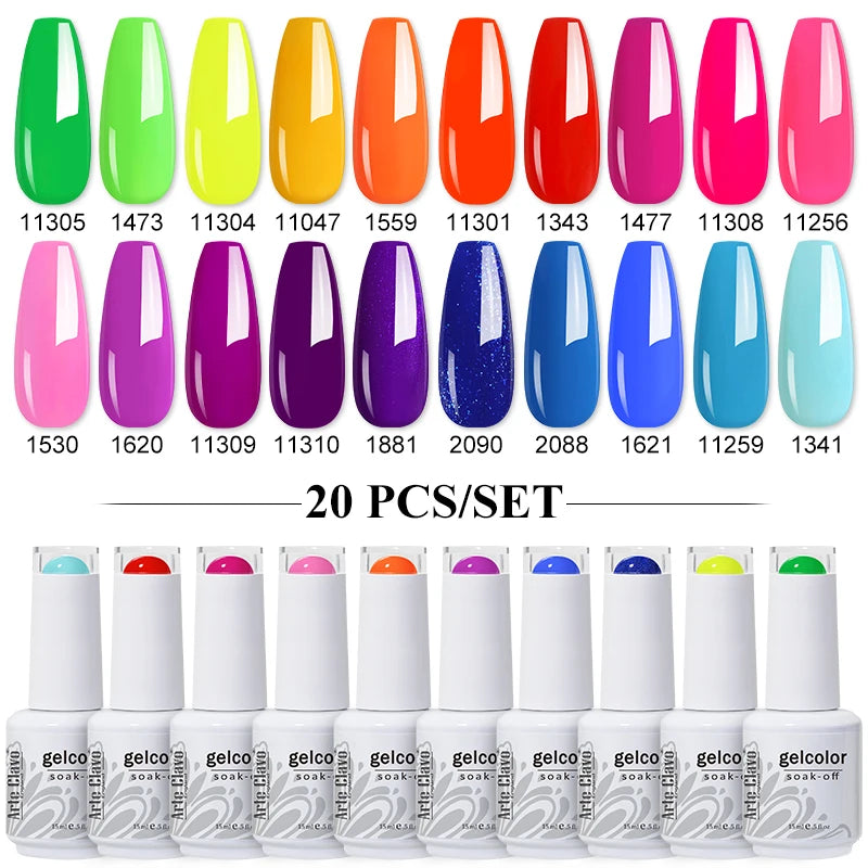 Arte Clavo 10/12/20pcs Gel Nail Polish Set 116 Colors Manicure Semi Permanent Soak Off UV  LED Design Nail Art Gel Varnish Kit