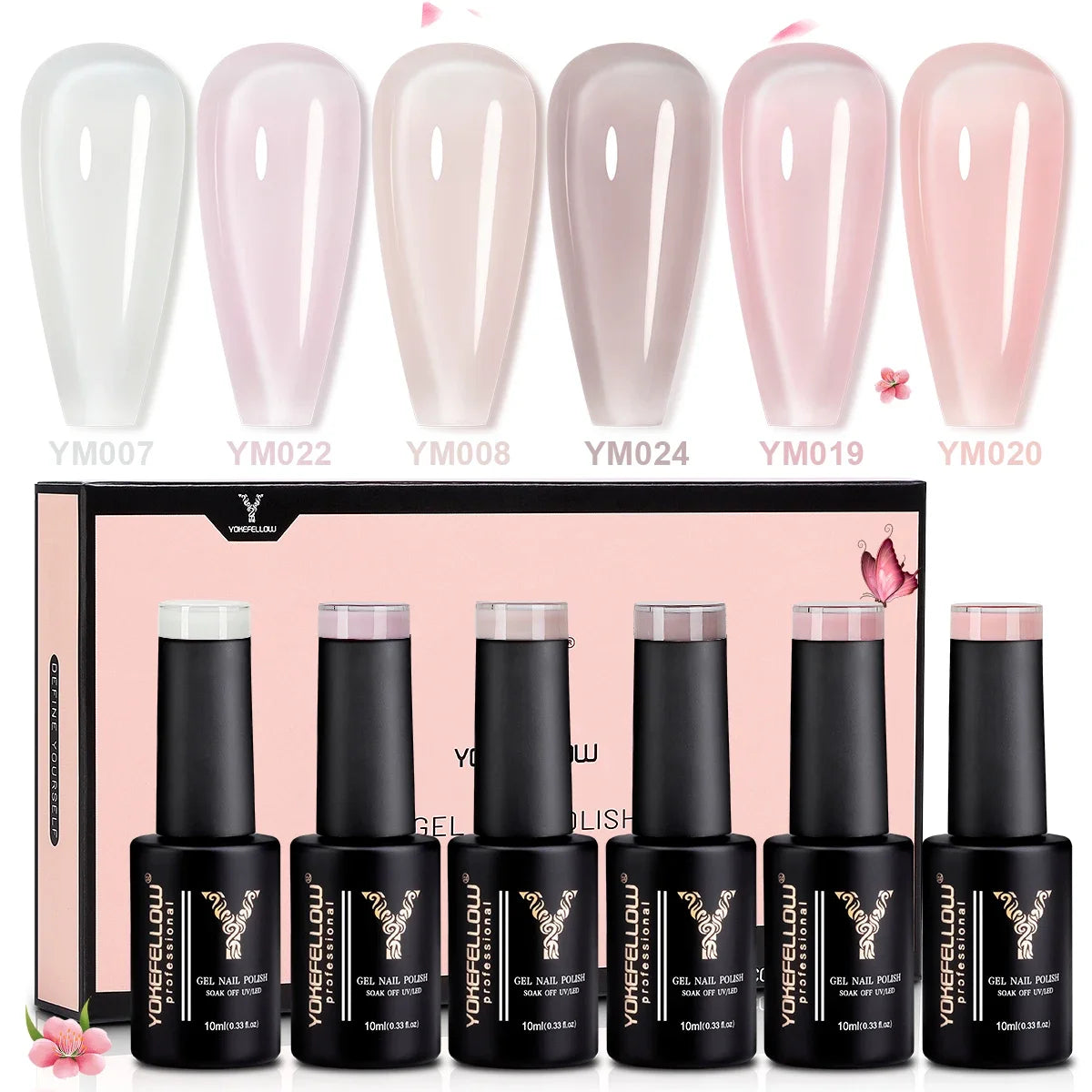 YOKEFELLOW Gel Nail Polish Set 10ml 6Pcs Green Soak Off UV LED Cure Gel Varnish for Nail Art Manicure DIY St. Patrick's Day