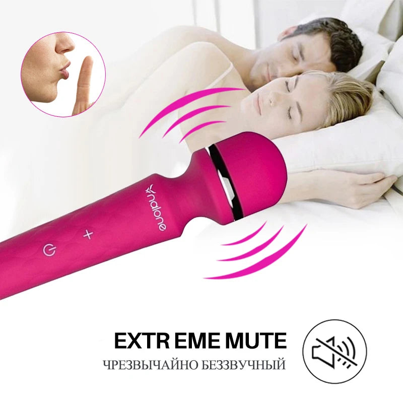 Nalone Powerful Vibrator 3 Nozzles USB Recharge Magic Wand