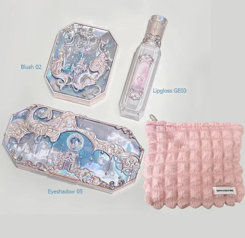 Makeup Set Flower Knows Moonlit Mermaid Eye Shadow Palette Matte Blush And Lipgloss Kit Maquiagem With Bag