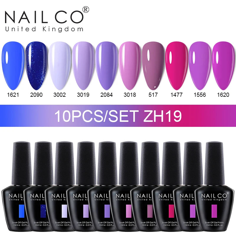 NAILCO 10Pcs 15ml Gel Nail Polish Set Hybrid Varnishes Nails Art Manicure Gel Polish Set Vernis Semi Permanent UV Gel Glue kit