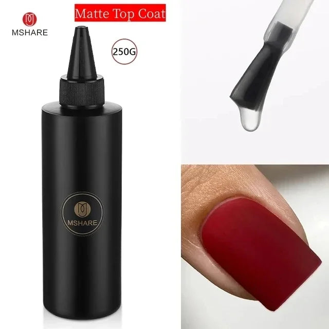 MSHARE No Wipe Top Coat Gel Without Sticky Layer 250ml Non Cleaning Nail Polish Lasting Health Resin UV Varnish