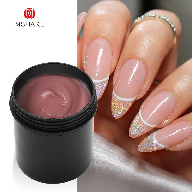 MSHARE 250g Natural Nude Translucent Hard Builder Jelly Gel Not Flow Nail Extension Stretching Construction Repair Broken