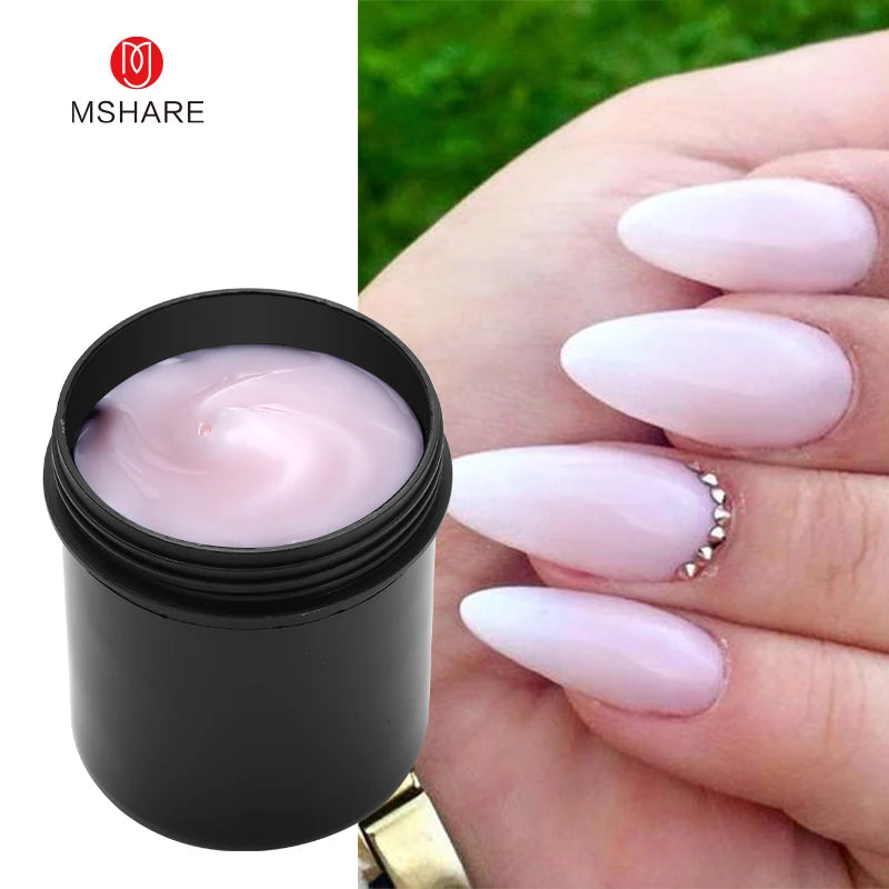 MSHARE 250g Natural Nude Translucent Hard Builder Jelly Gel Not Flow Nail Extension Stretching Construction Repair Broken