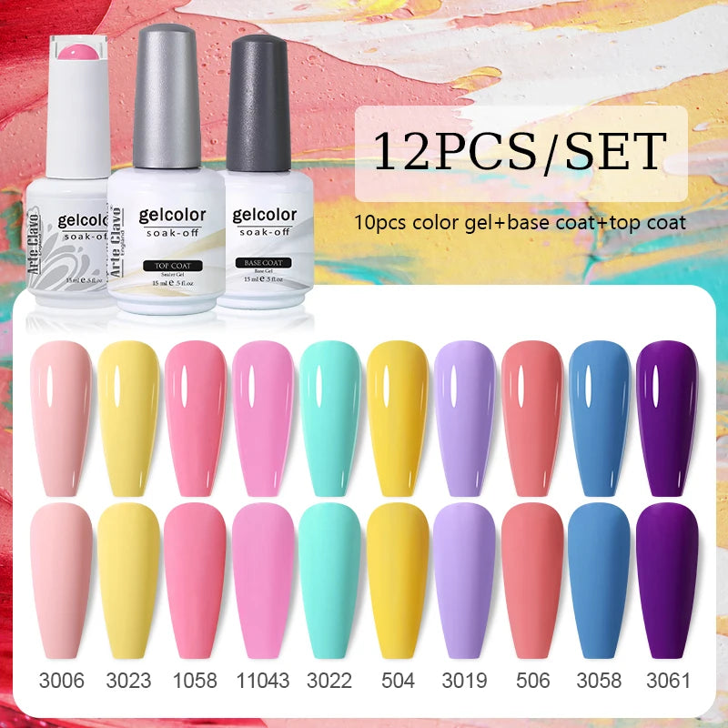 Arte Clavo 10/12/20pcs Gel Nail Polish Set 116 Colors Manicure Semi Permanent Soak Off UV  LED Design Nail Art Gel Varnish Kit