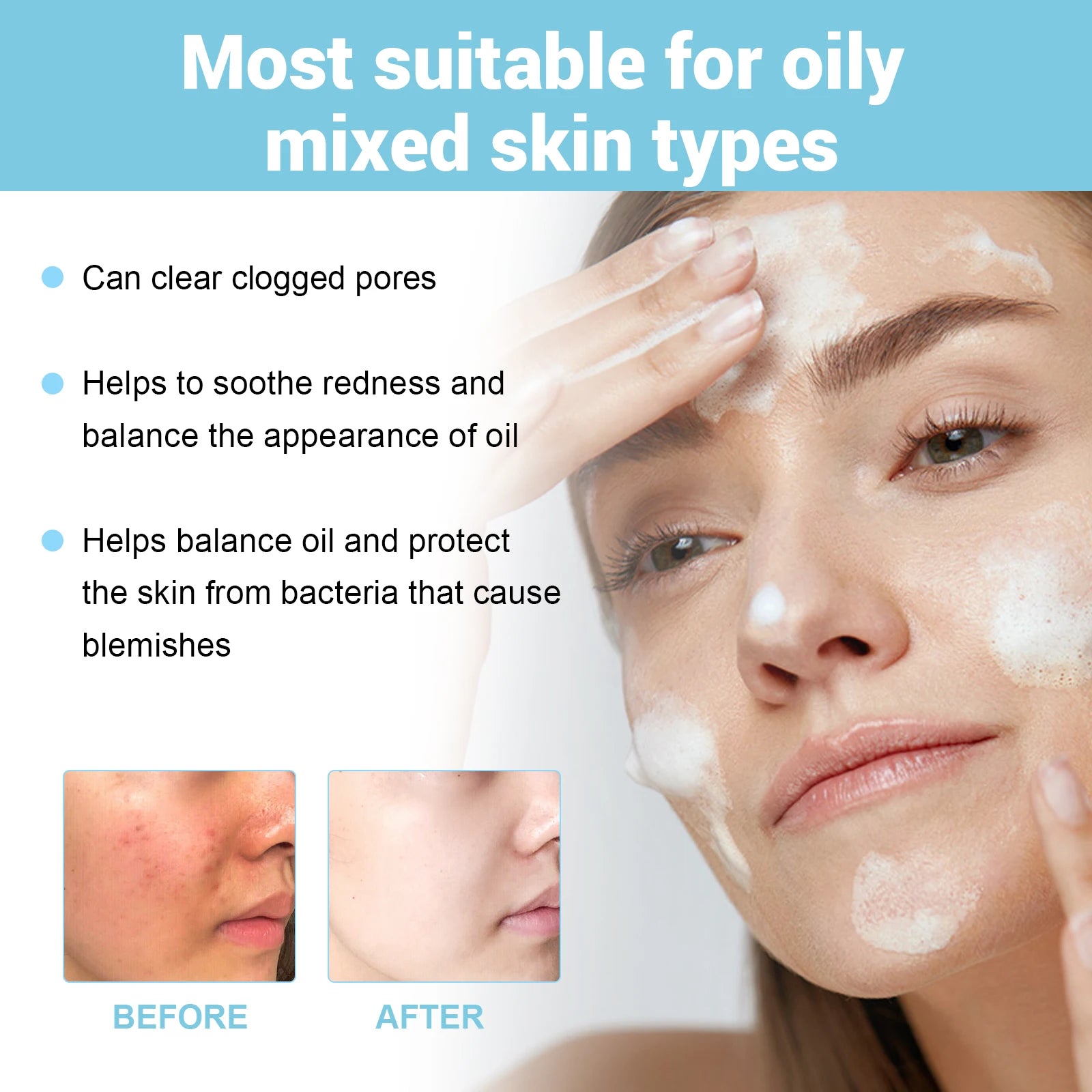 Facial Foaming Cleanser For Clean Pores Oil Control Brightening Skin Rejuvenation Deep Cleansing Moisturizing Face Wash Cleanser