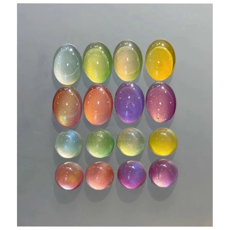 8Pcs 15ML Spring Hot Selling Fruit Cat Eye Nail Gel Polish 2025 New Whitening Guava Glass Beads Nail Polish Green Nails Art