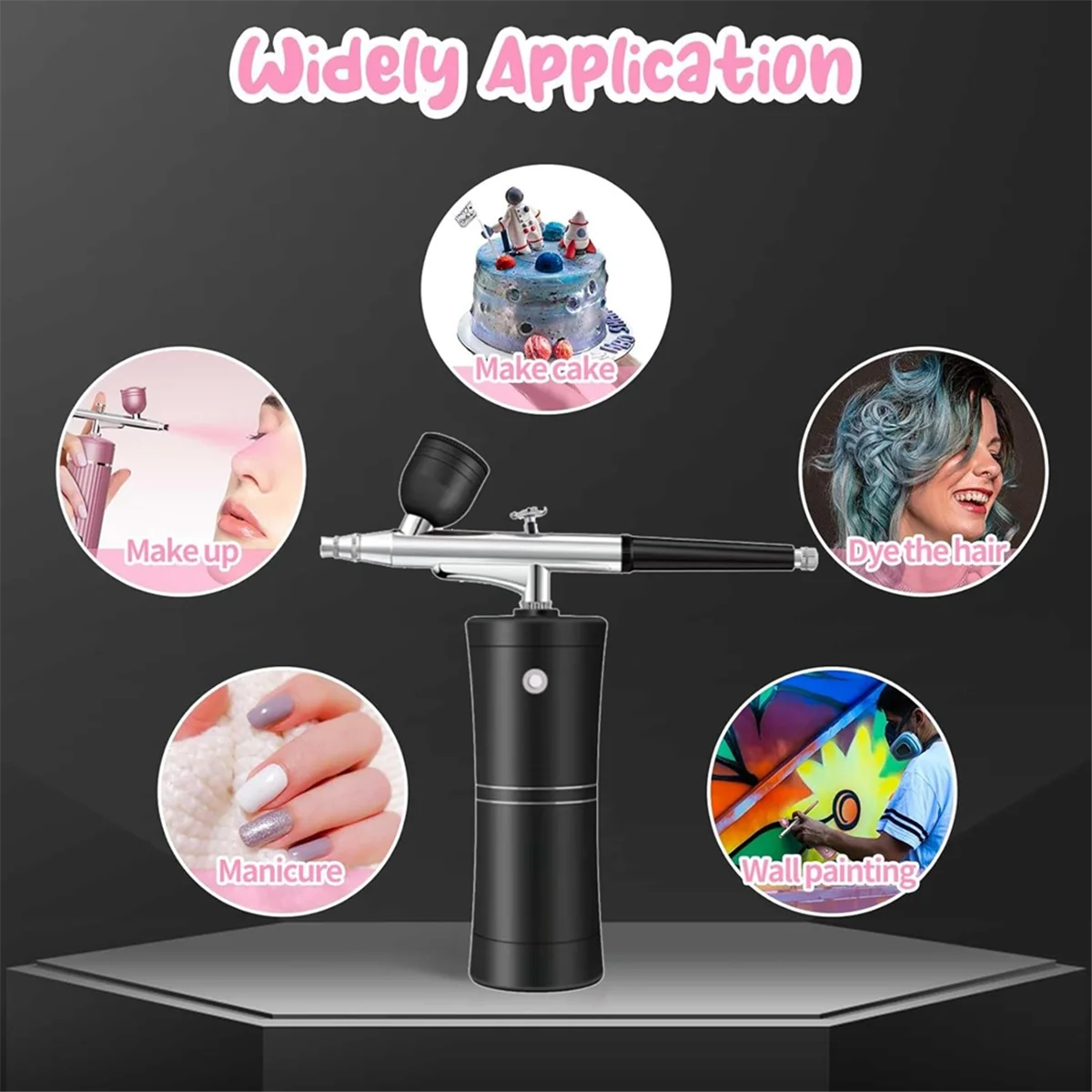 ABQR Airbrush Kit Cordless Mini Airbrush with Compressor Set with 0.3mm Nozzle Portable Makeup Oxygen Machine A