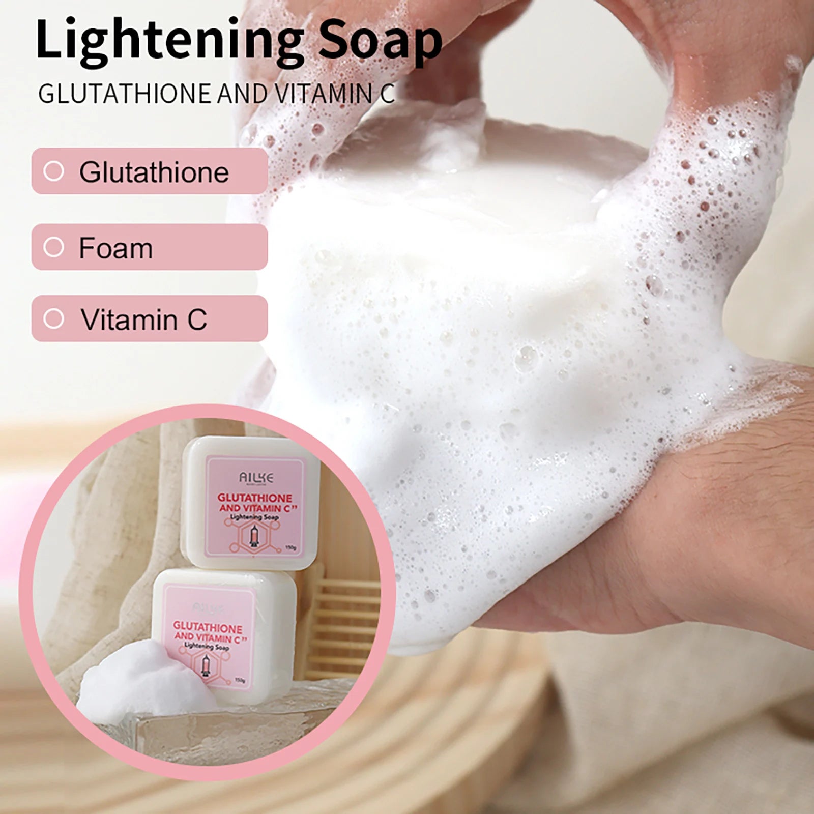 AILKE Brightening Skin Care Set, With Vitamin C, Glutathione, Reduce Spots, Moisturizing, Smooth Soft Skin, Improve Skin Radiant