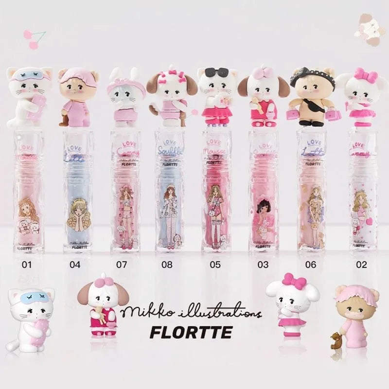 FLORTTE&MIKKO Mirror Lip Glaze Waterproof Translucent Lipstick Korean Makeup Lipgloss Lip Plumper Gloss, Moisturizing Lip Oil