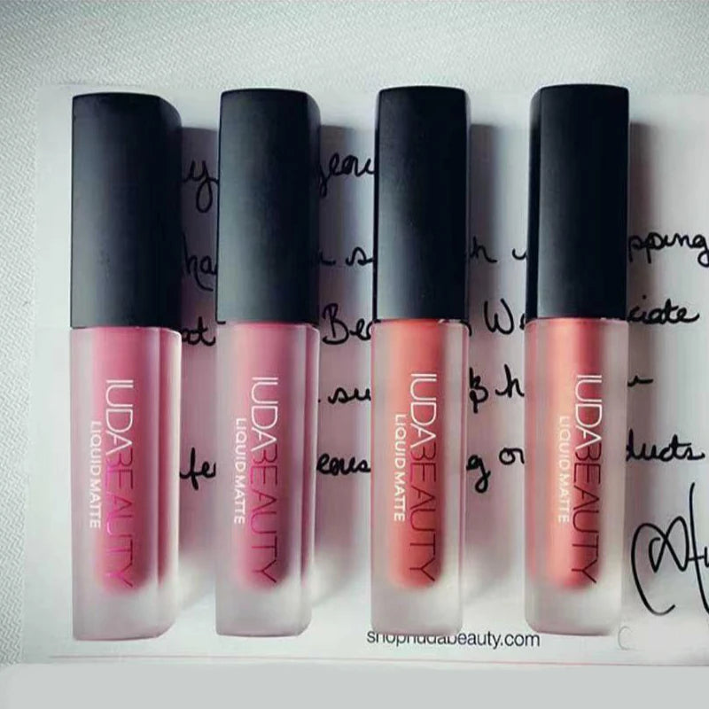 1.9ml x 4pcs Lipstick Set Matte Lip Gloss Waterproof Lip Glaze Tint Non-stick Non-Fading Lips Huda Lip Makeup Cosmetic Lip Care