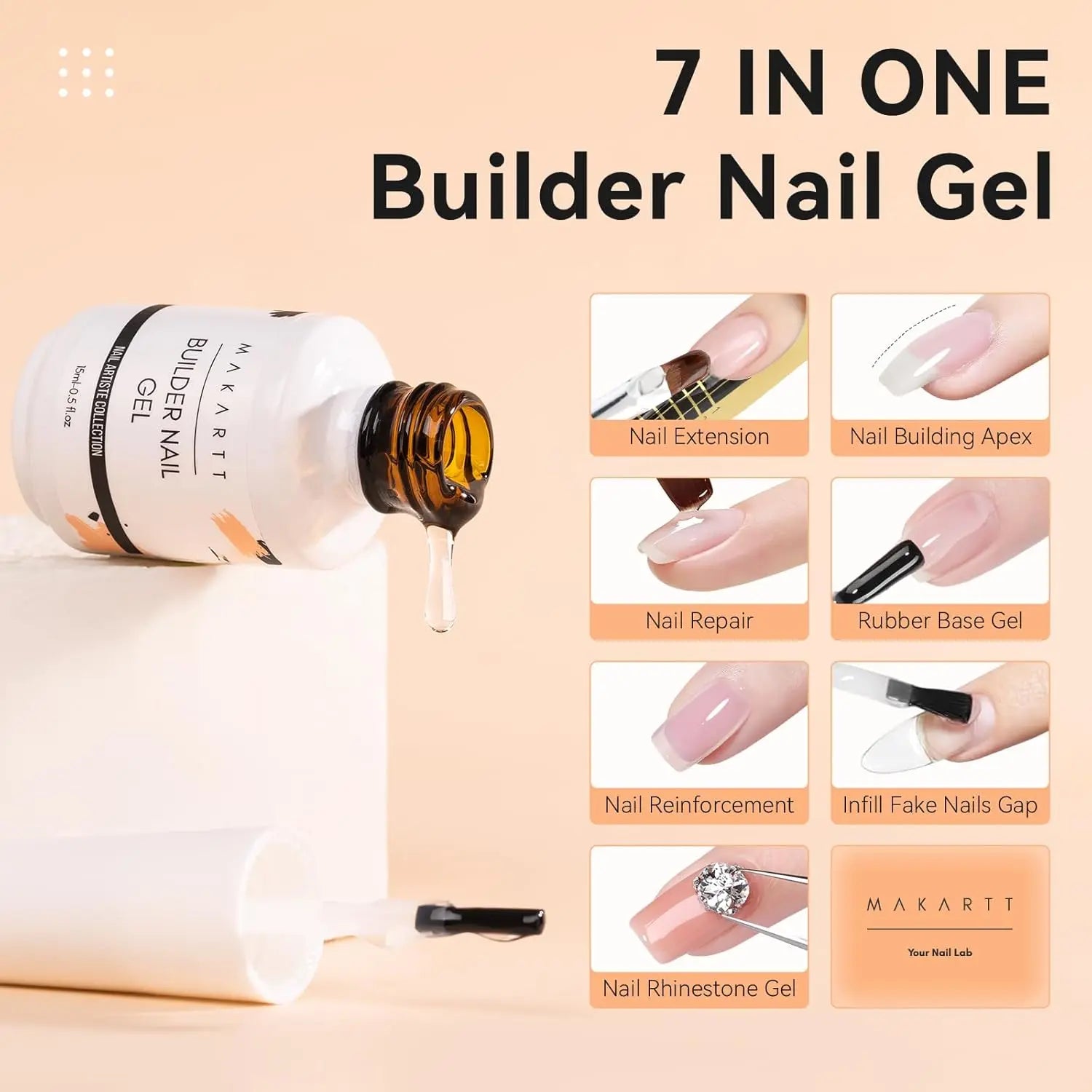 Builder Gel for Nails 7 In 1 Hard Gel Polish for Nail Thickening Nude Milky Extension U V Gel Natural Color Strengthener Gel
