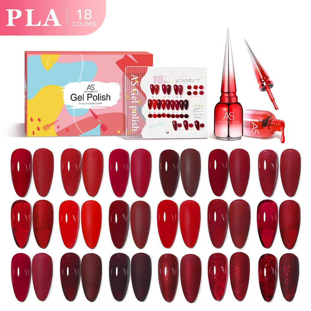 AS 18pcs Fluorescent Neon Red Pink Colors Gel Nail Polish Set