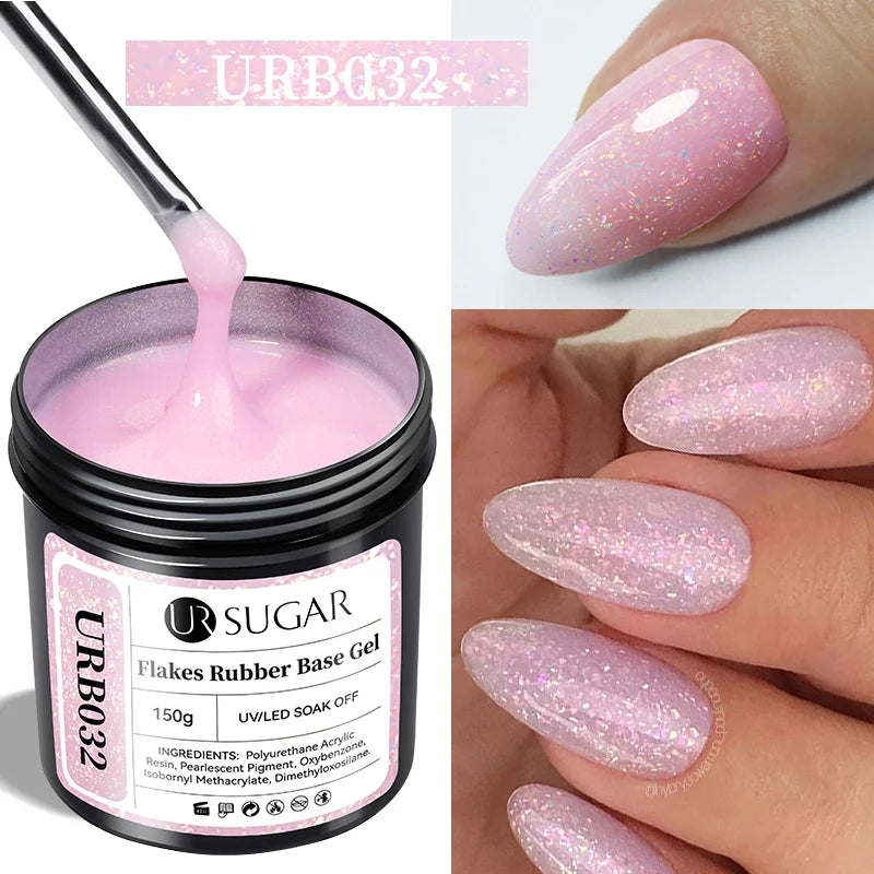 UR SUGAR 150g Rubber Base Gel Nail Polish Sparking Aurora Glitter Rubber Varnish Soak Off Semi permanent UV LED Gel Manicure
