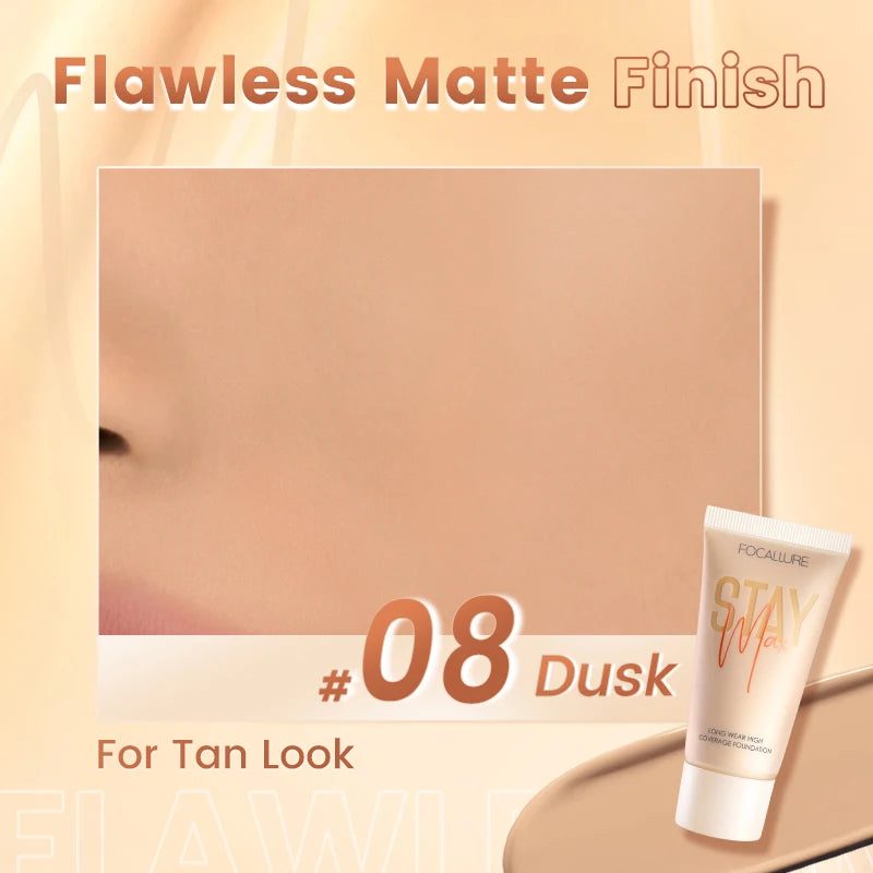 FOCALLURE Waterproof Liquid Foundation Cream Full Coverage Oil-control Long-lasting Lightweight Face Concealer Base Cosmetics
