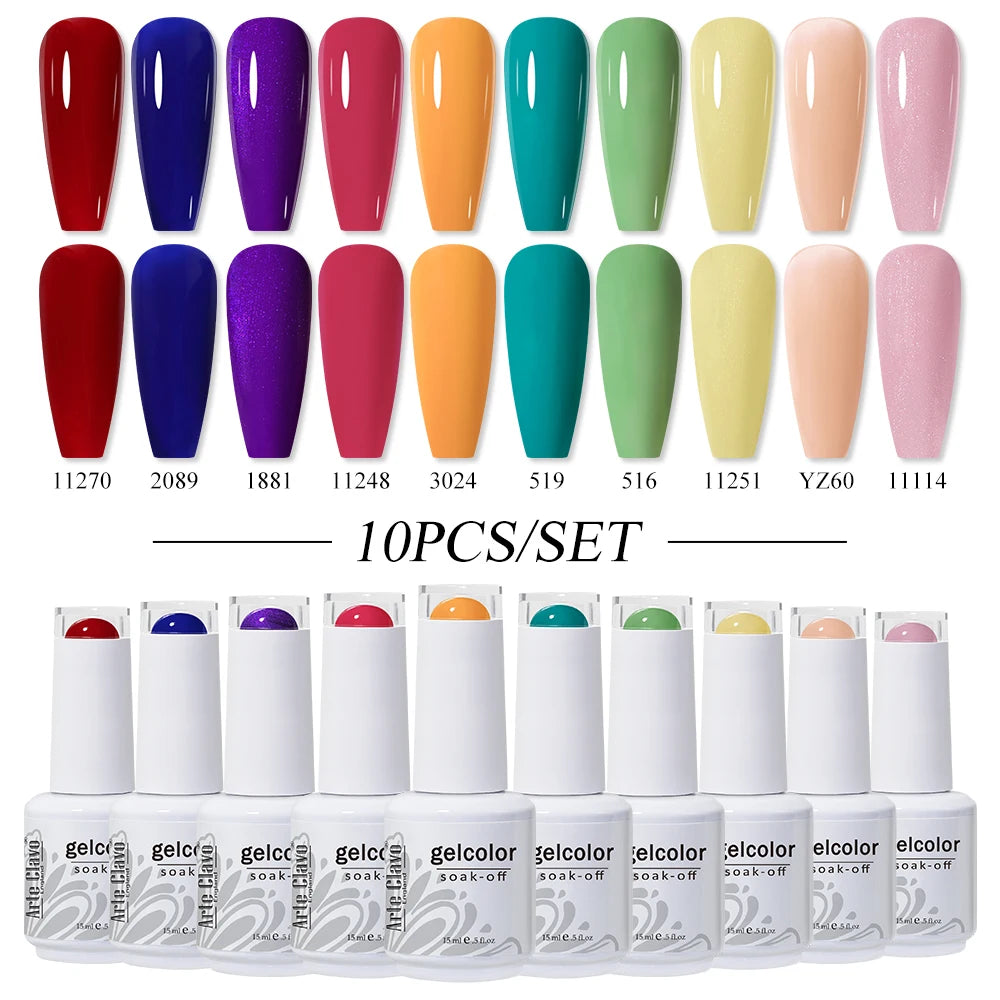 Arte Clavo 10/12/20pcs Gel Nail Polish Set 116 Colors Manicure Semi Permanent Soak Off UV  LED Design Nail Art Gel Varnish Kit