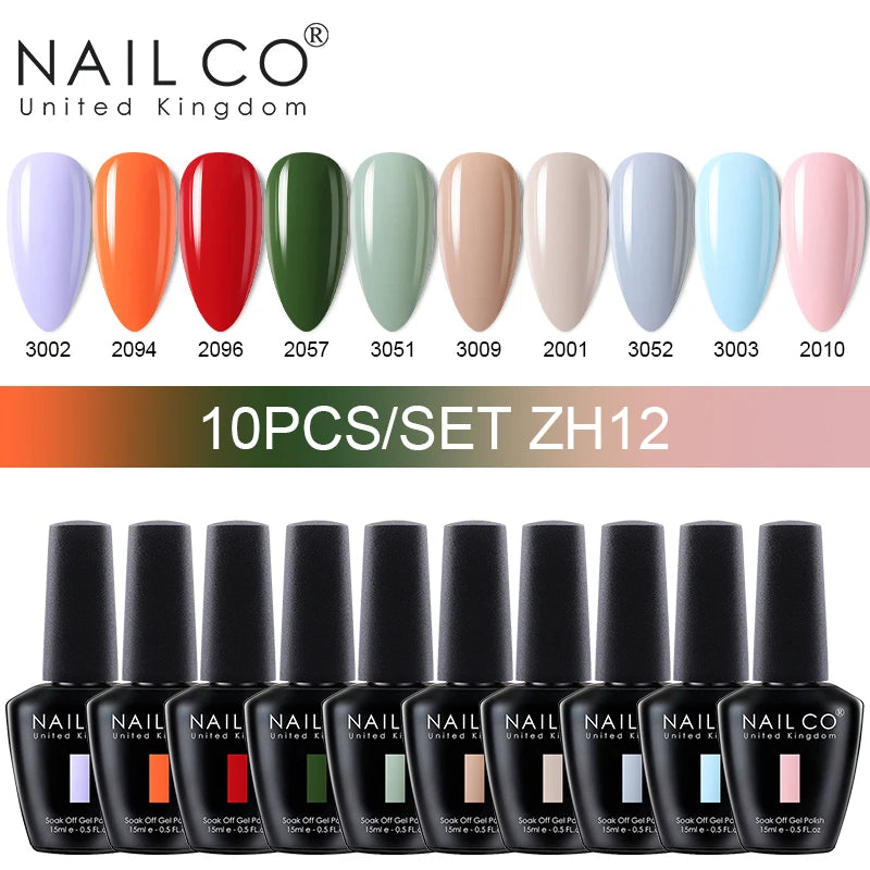 NAILCO 10PCS Set Jelly Color Macarone Gel Polish Set Gel Nail Art All For Manicure Semi-Permanent Varnish Hybrid Design Gel Kit