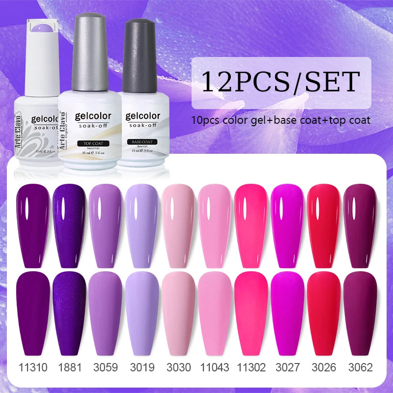 Arte Clavo 10/12/20pcs Gel Nail Polish Set 116 Colors Manicure Semi Permanent Soak Off UV  LED Design Nail Art Gel Varnish Kit