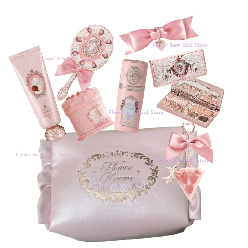 Flower Knows Strawberry Cupid Collection Makeup Set Sweetheart Gift Set Lip Mud Liquid Blush Face Palette All In One Make Up Kit