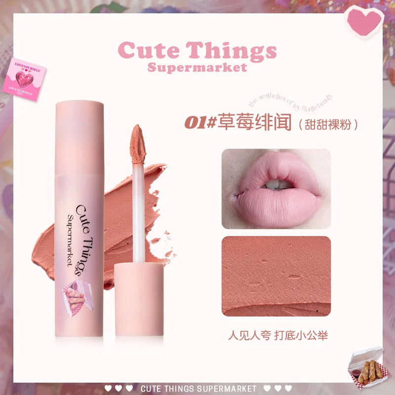 FLORTTE Lip Primer Matte Korean Lipstick Cream Whitening Lip Mud Long Lasting Waterproof Lipgloss