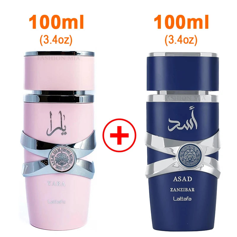 2 Box 3.4oz (100ml) Original Men's Yara Perfume Lasting Fragrance Originals Gift Set Moi Tous Asad Candy Women Arabic perfume