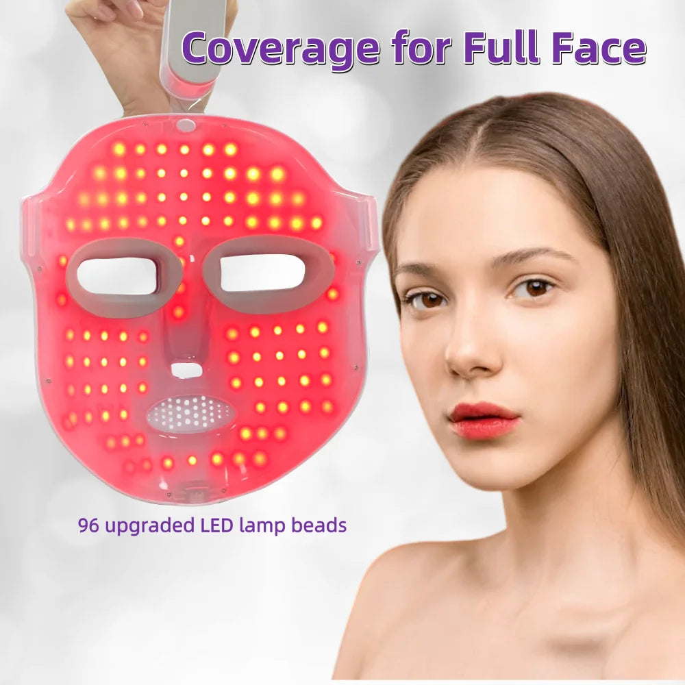 Red Light Therapy Mask 7 Colors LED Face Mask Wireless with USB Rechargeable for Skin Tightening Wrinkle Reduction Beauty Device