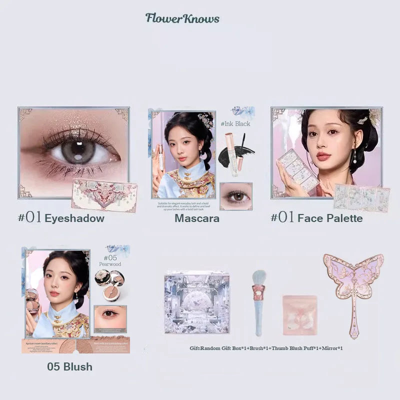 Flowerknows Butterfly Cloud Collar Collection Gift Set Makeup Set Blush Lipstick Eyeshadow Palette All In One Box For Women