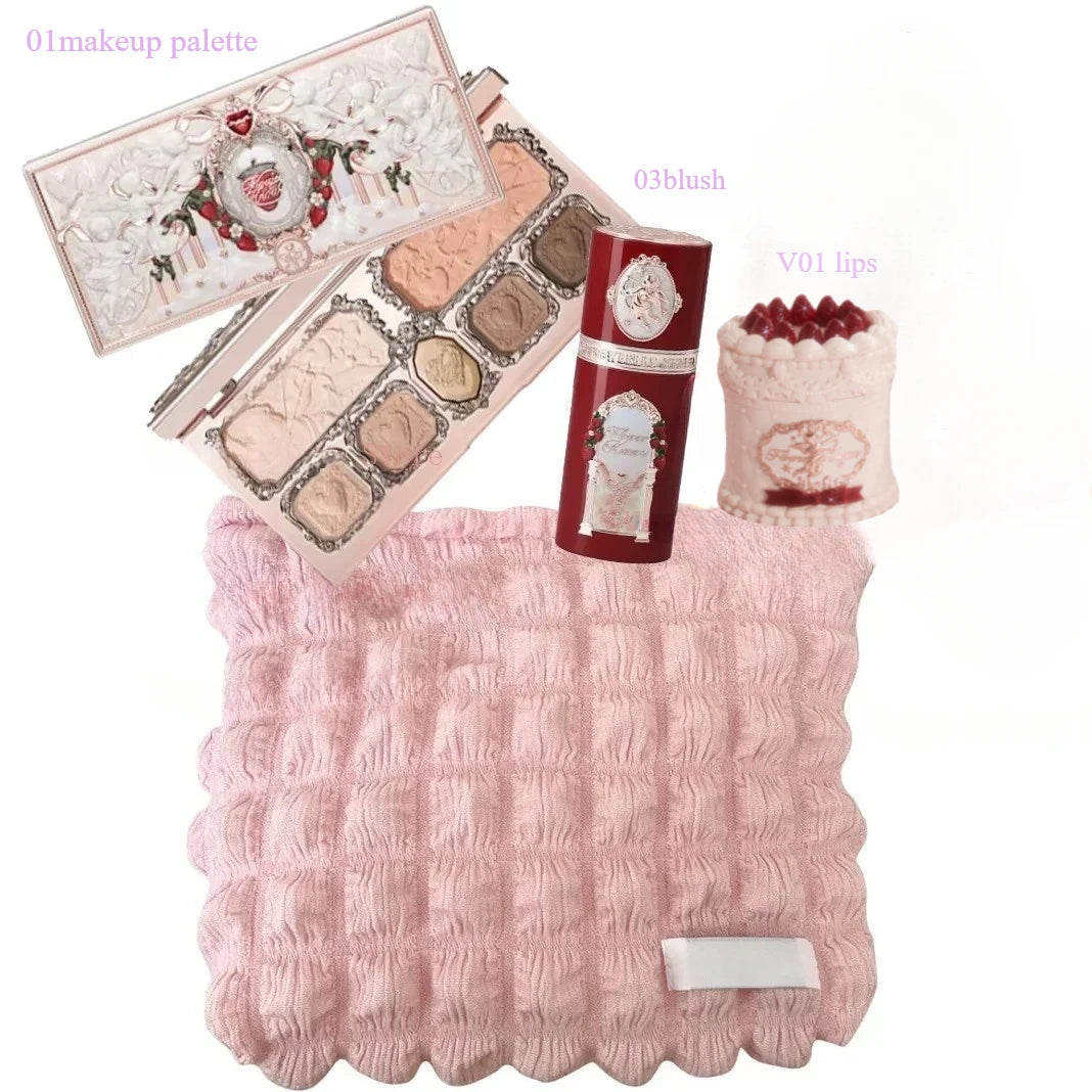 Makeup Set Flower Knows Swan Ballet Series Six Color Eyeshadow Palette Embossed Blusher Shine Lipstick Kit Maquiagem With Bag