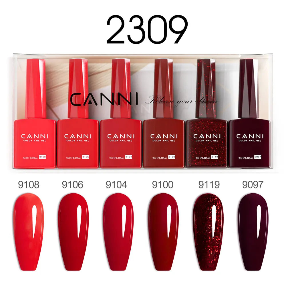 2/6pcs/kit CANNI HEMA FREE Nail Gel Polish Kit Gorgeous Color Beautiful Semi Permanent Gorgeous Full Coverage Soak off UVLED Gel
