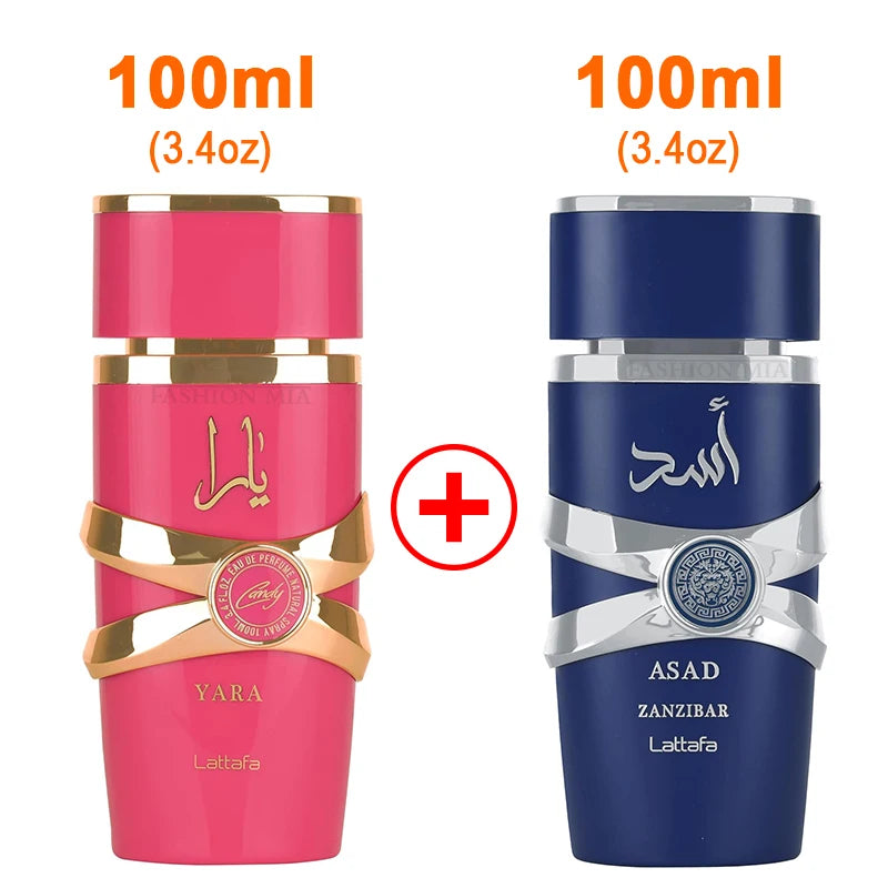 2 Box 3.4oz (100ml) Original Men's Yara Perfume Lasting Fragrance Originals Gift Set Moi Tous Asad Candy Women Arabic perfume