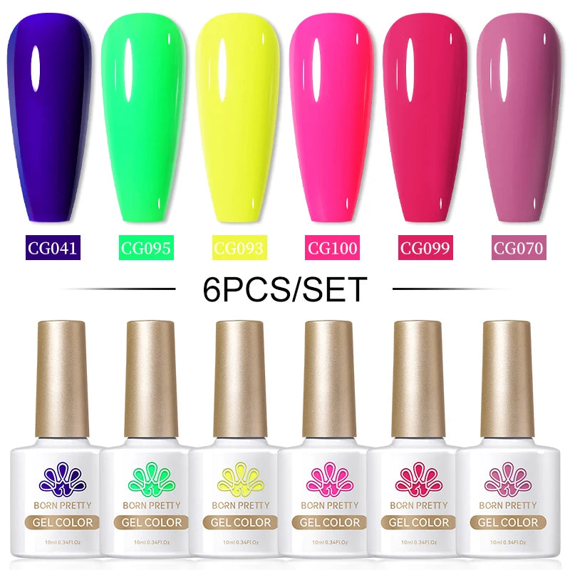 BORN PRETTY 6PCS Gel Polish Set 9D Polaris Cat Magnetic Soak Off UV LED Polish DIY Nail Art Manicure Varnish Base Top Coat