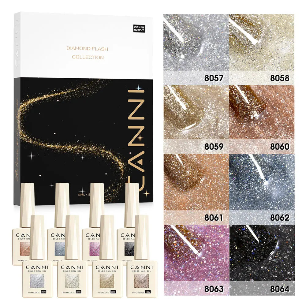 CANNI Diamond Sparkle Glitter Nail Gel Polish Kit Cat Eye Gel Nail Manicure Soak Off UV LED Super Texture Great Coverage Gel Set