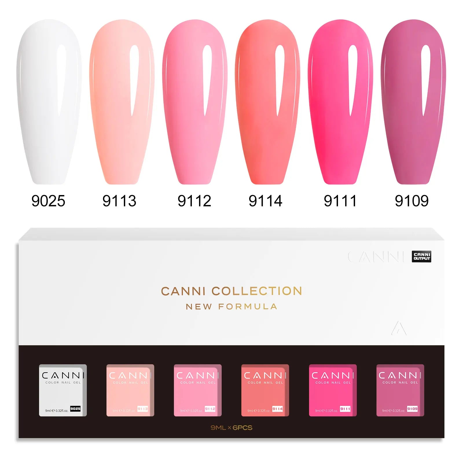 CANNI HEMA FREE Nail Gel Polish VIP Kit Jelly Amber Color Collection Semi Permanent French Nail Gorgeous Color 9ml*6pcs/set