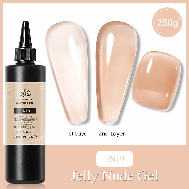 BORN PRETT 250g 10 IN 1 Nail Glue Gel Polish Transparent Color Gel Semi Permanent Soak Off UV Gel Function Gel Base Gel Nail Art