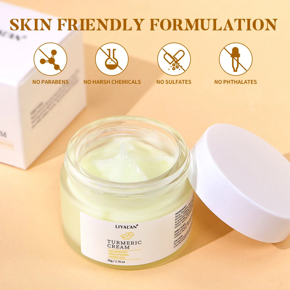 Turmeric Face Cream Lighten Dark Spots Blemished Skin Brighten Antioxidant Hydrated Repair Smooth Skin Facial Skin Care Lotion
