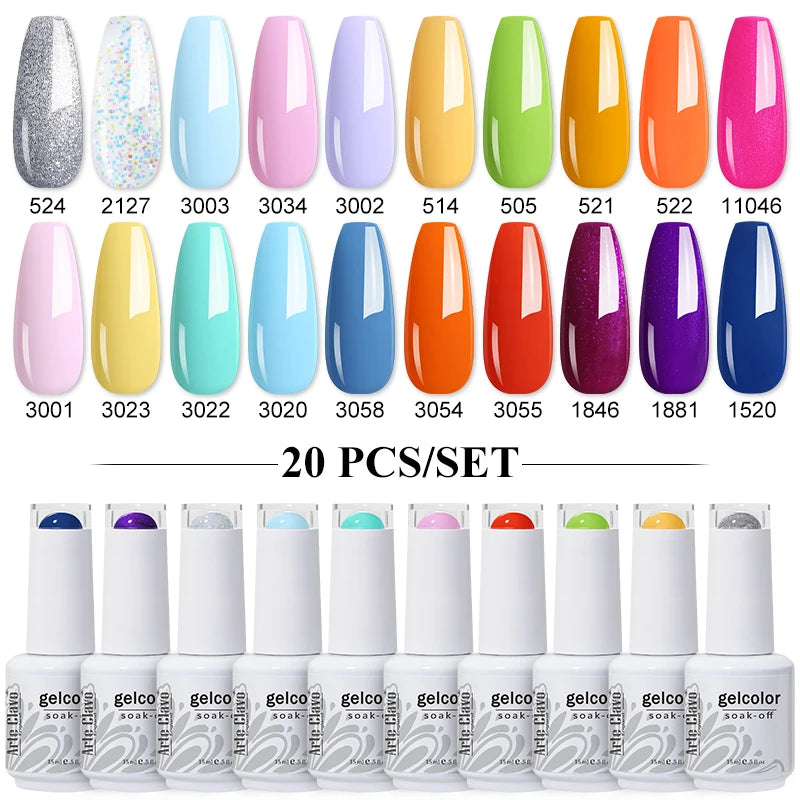 Arte Clavo 10/12/20pcs Gel Nail Polish Set 116 Colors Manicure Semi Permanent Soak Off UV  LED Design Nail Art Gel Varnish Kit