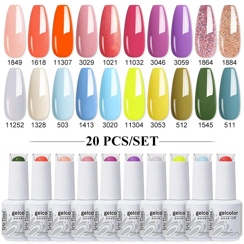 Arte Clavo 10/12/20pcs Gel Nail Polish Set 116 Colors Manicure Semi Permanent Soak Off UV  LED Design Nail Art Gel Varnish Kit